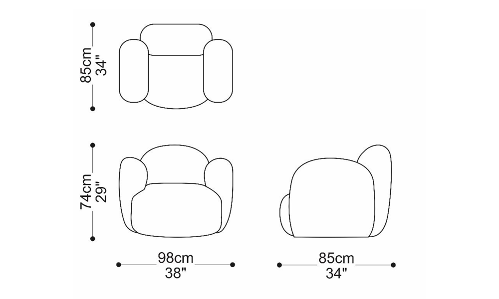 Image of the main dimensions of the product
